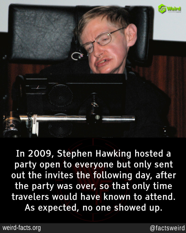 Nel 2009, Stephen Hawking organizzò una festa aperta a tutti, ma inviò gli inviti solo il giorno successivo!